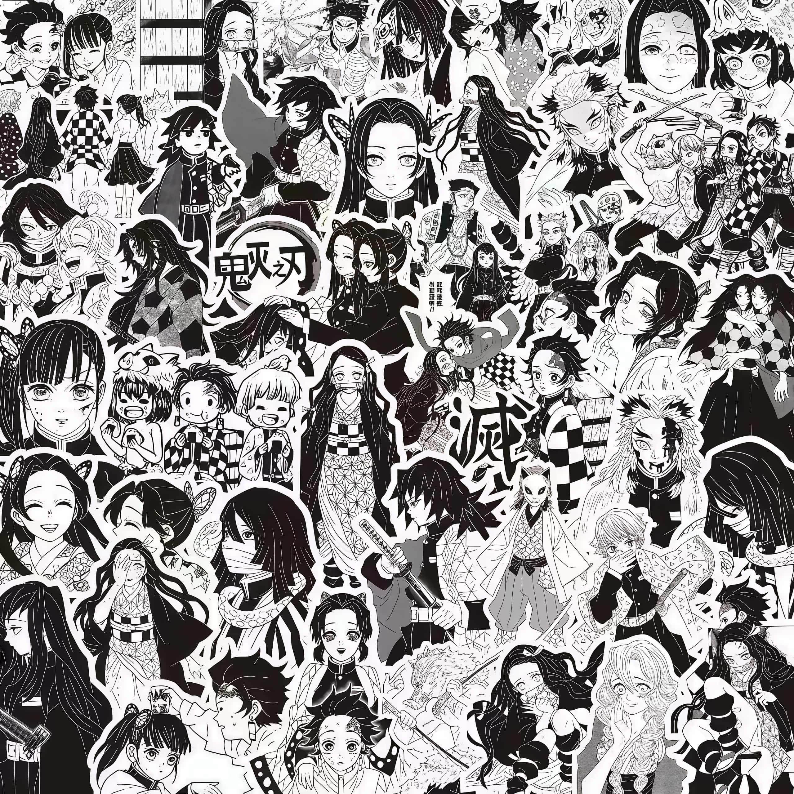 Phone Accessories Demon Slayer - 70Pcs Demon Slayer Black & White