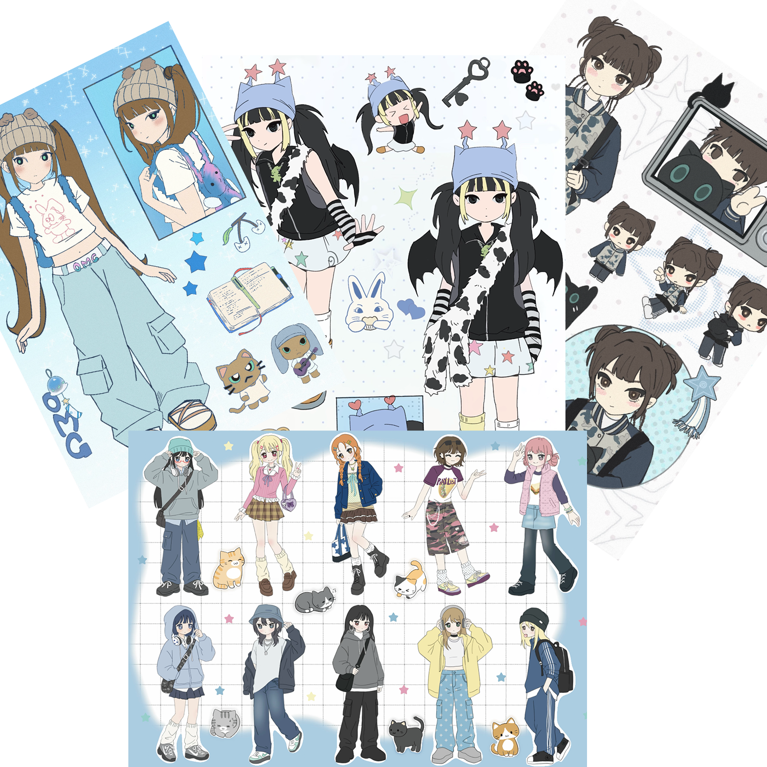 Phone Accessories For Teens - Anime Inspired Sticker Cute Cat Rainbow
