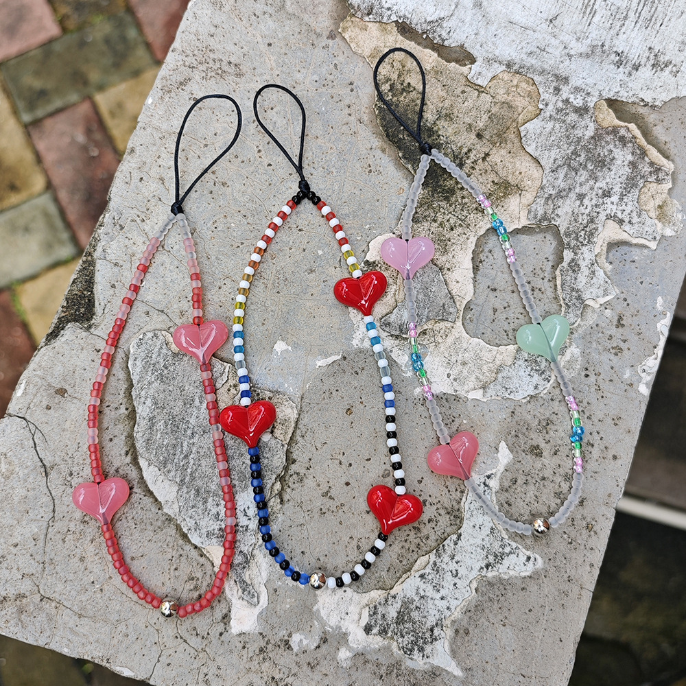 Phone Accessories For Teens - HERLOOK Y2K Beaded Heart Phone Charm