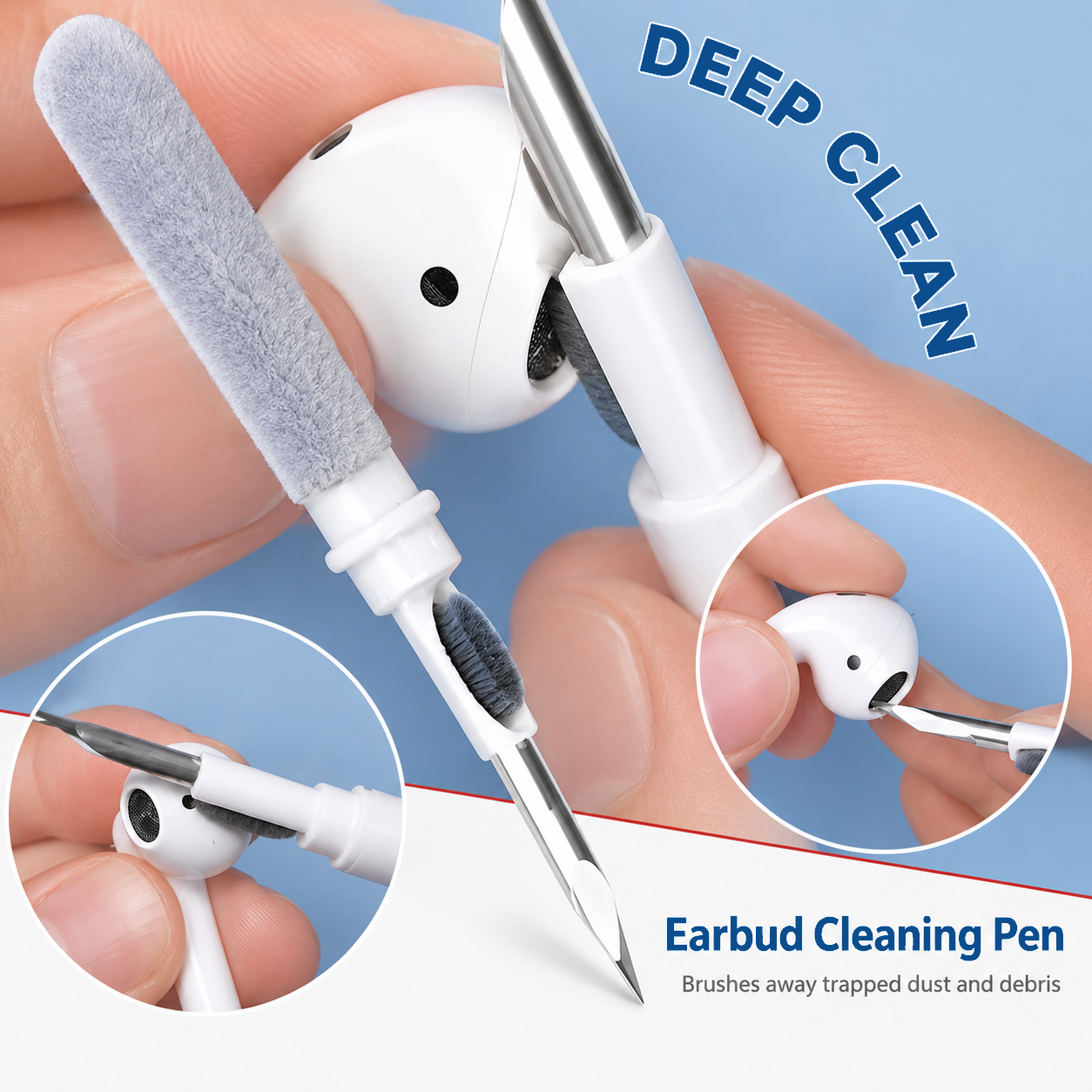 Wireless Earbuds Case - 3-in-1 Earbud Cleaning Pen with Metal