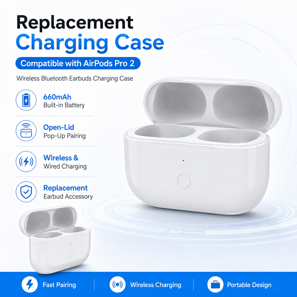 Wireless Earbuds Case - Wireless Earbuds Charging Box Replacement for