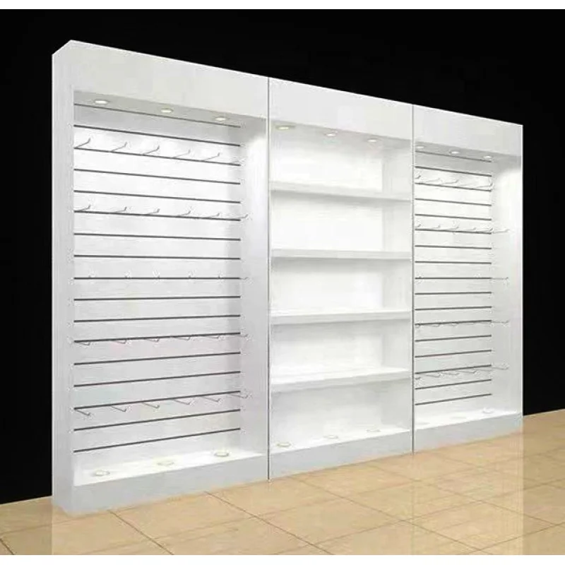 Phone Accessories Hooks - custom，Wooden Slatwall Mobile Phone Accessories Cabinet