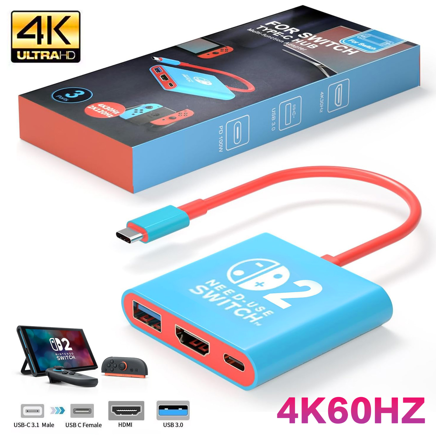 Hdmi Phone Adapter - 4K60Hz Type-C to HDMI Adapter Cable