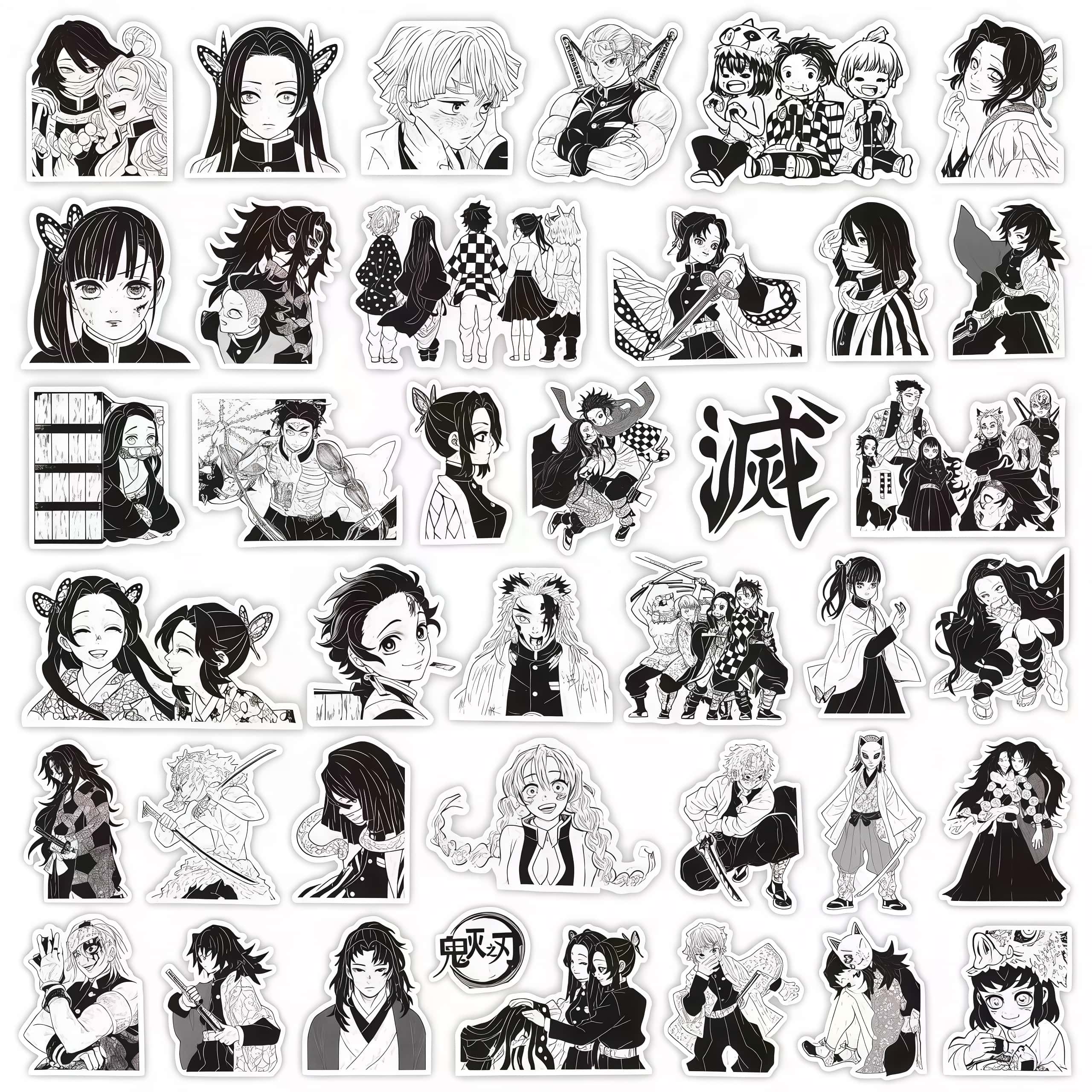 70Pcs Demon Slayer Black & Whi - огляд і ціна Phone Accessories Demon Slayer