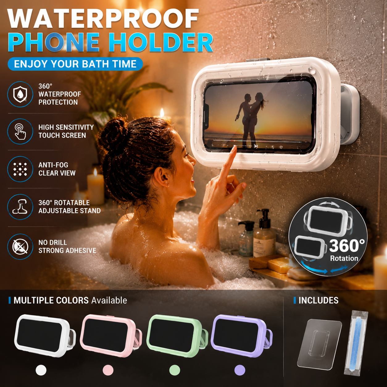 Waterproof Bathroom Phone Moun - огляд і ціна Phone Accessories Hooks