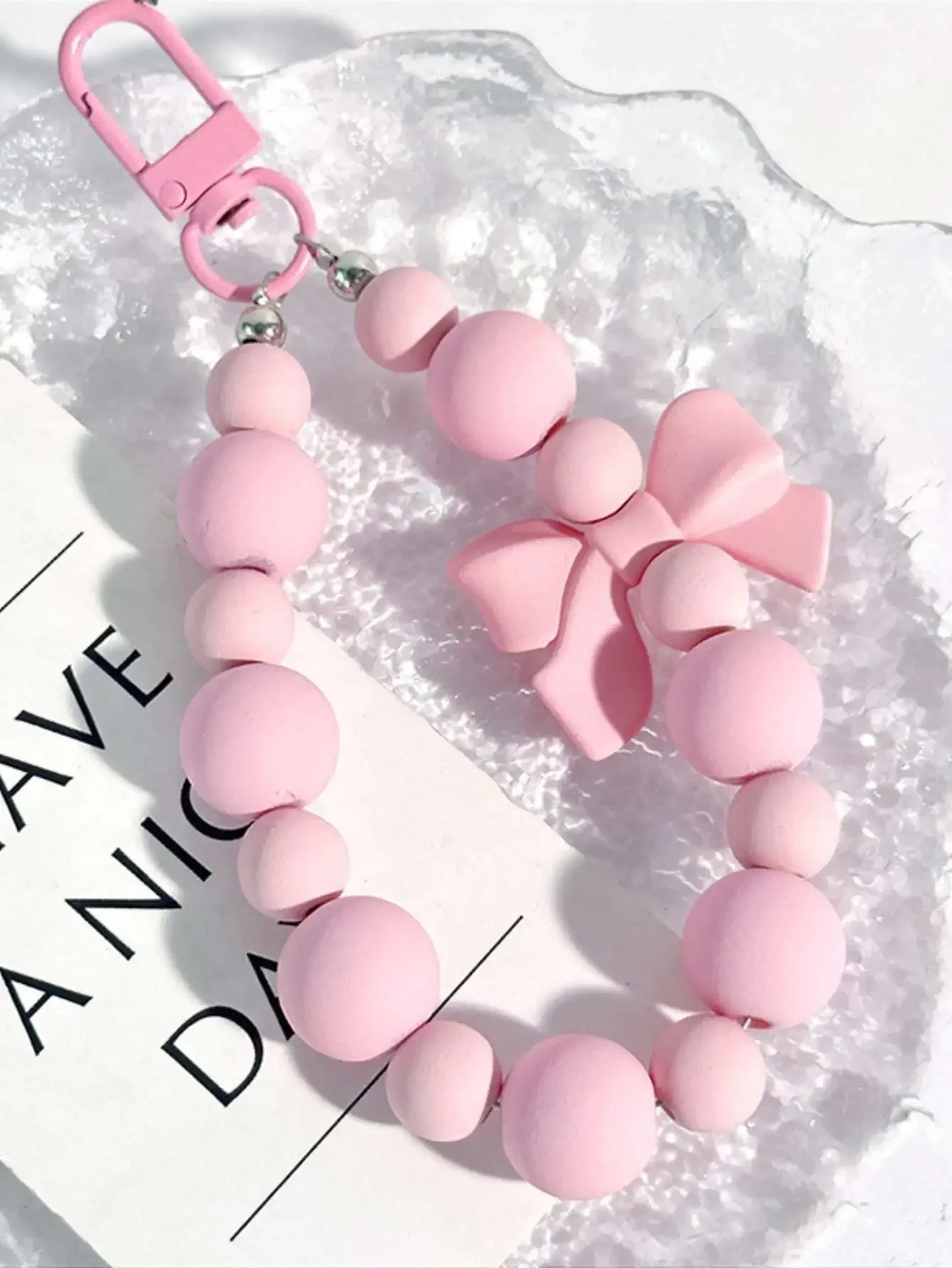 1pc Pink Pearl Bow Keychain Mo - огляд і ціна Phone Accessories For Teens