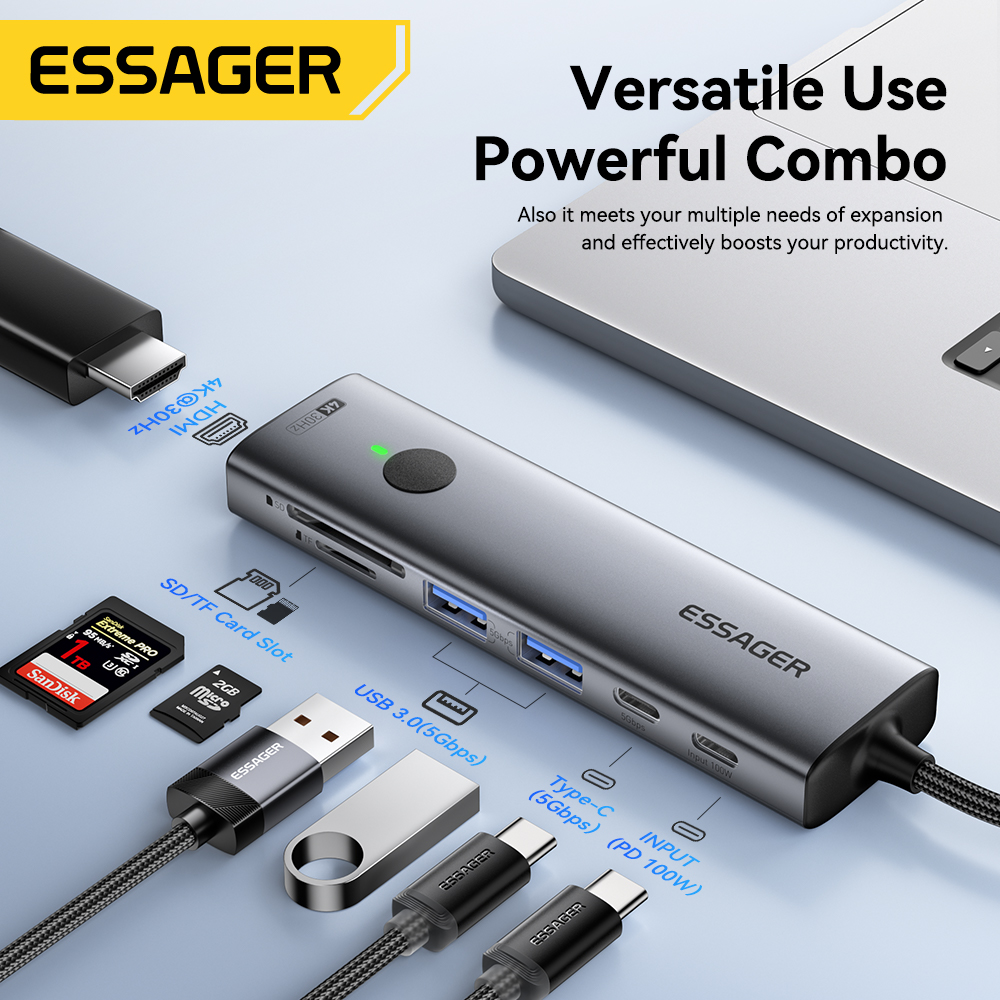 Essager USB C HUB 4K 7-in-1 Ty - огляд і ціна Hdmi Phone Adapter